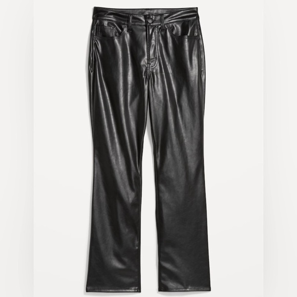 NWT! Black High-Waisted Faux-Leather Boot-Cut Ankle Pants for Women - Multiple💛 - Picture 4 of 10